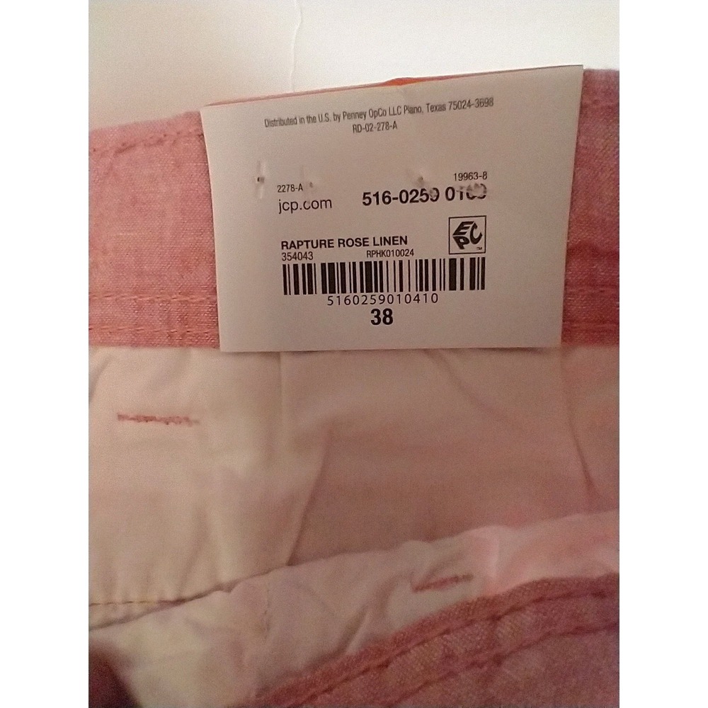 St Johns Bay Men Linen Blend Shorts 38‎ Pink Flat Front Chino - Picture 4 of 6